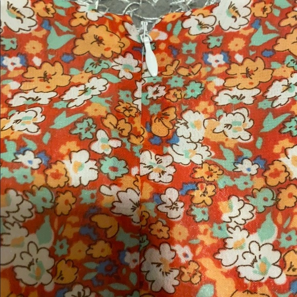 Forever 21 Orange Puff Sleeve Floral Dress - Picture 6 of 9